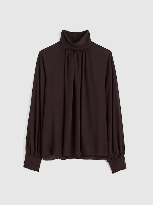 $128 Msrp Nwt Madewell Chiffon Chocolate Brown Mock Neck Blouse Xs